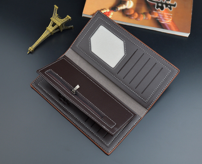 Men&apos;s Wallet Long Wallet Men&apos;s Soft Leather Fashion 3 Fold Large Capacity Multi-card Thin Wallet