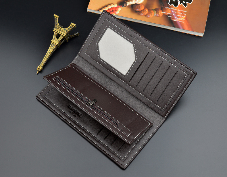 Men&apos;s Wallet Long Wallet Men&apos;s Soft Leather Fashion 3 Fold Large Capacity Multi-card Thin Wallet