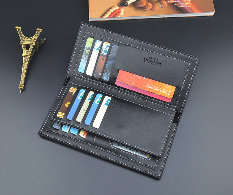 Men&apos;s Wallet Long Wallet Men&apos;s Soft Leather Fashion 3 Fold Large Capacity Multi-card Thin Wallet