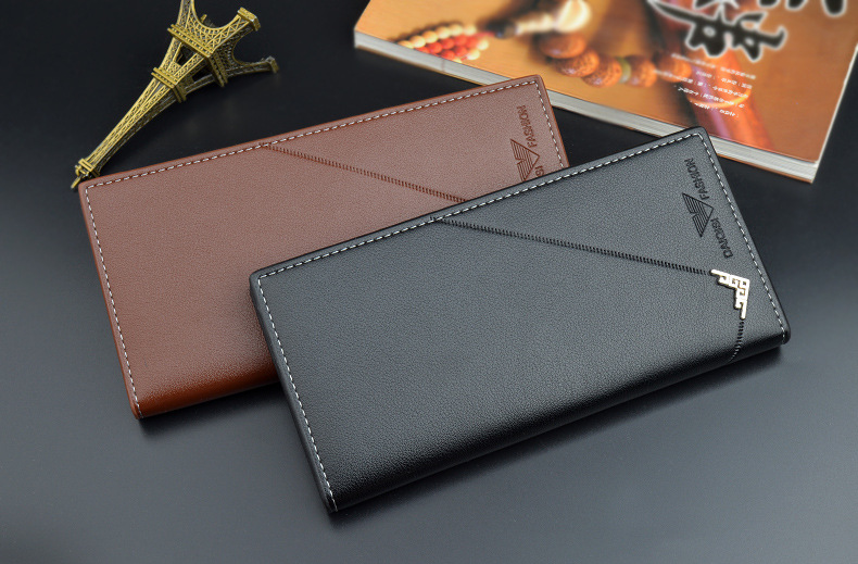 Men&apos;s Wallet Long Wallet Men&apos;s Soft Leather Fashion 3 Fold Large Capacity Multi-card Thin Wallet