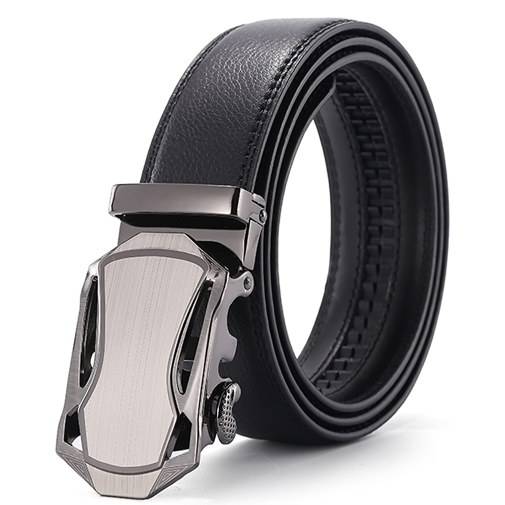 Men&apos;s belt leather automatic buckle belt pure leather business belt