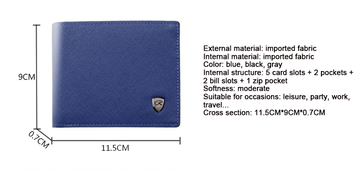 Wallets Men&apos;s Short Wallet Cross Pattern Wallet Multi-card Pocket Internal Pocket Wallet