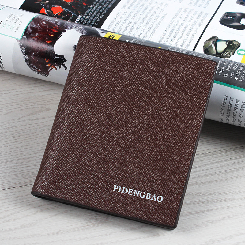 Wallet Men&apos;s Short Wallet Cross-section Student Wallet Ultra-thin Cross-grain Wallets