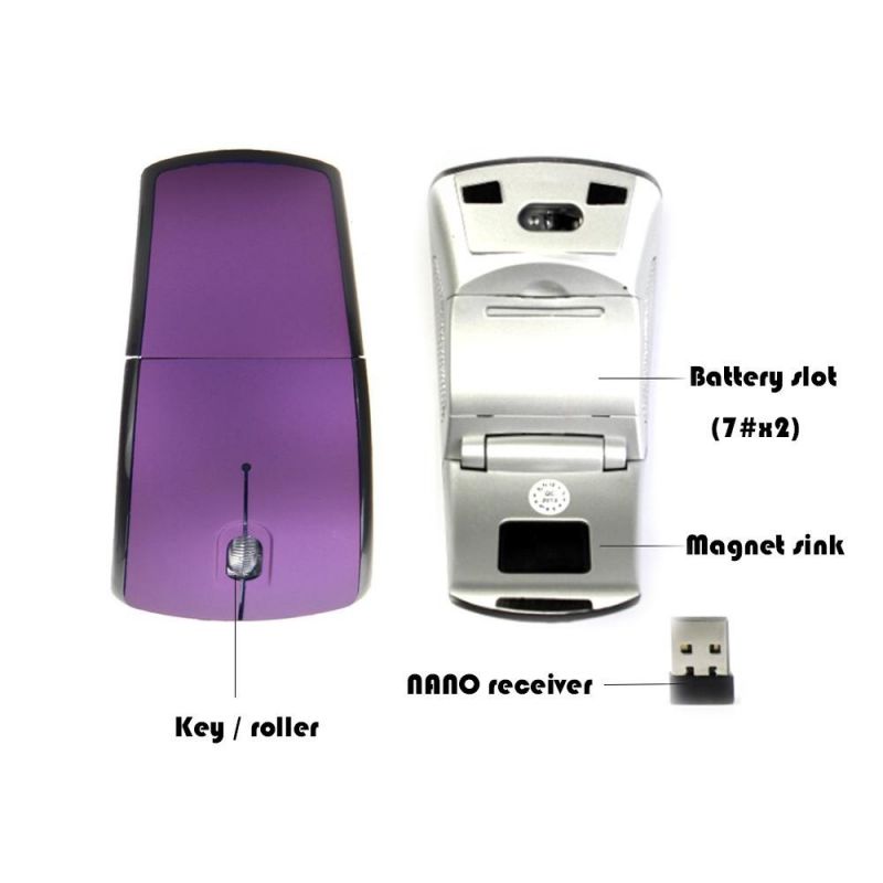 Wireless Mouse 2.4G Mouse Foldable Optical Mice USB Receiver for Laptop PC Computer Desktop Office