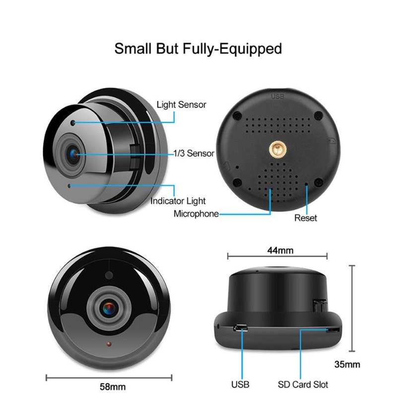 Mini WiFi IP Camera Wireless Home Security Camera CCTV IR Night Vision Motion Detection SD Card Slot