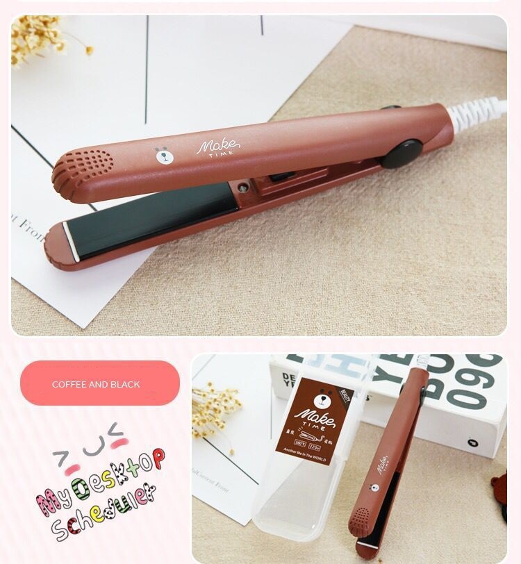 Cartoon cat Mini Portable Electric Splint Flat Iron Ceramic Hair Curler Straightener US 220V
