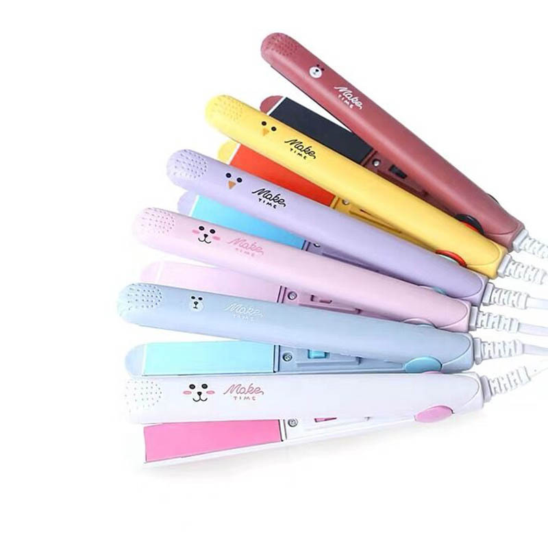 Cartoon cat Mini Portable Electric Splint Flat Iron Ceramic Hair Curler Straightener US 220V