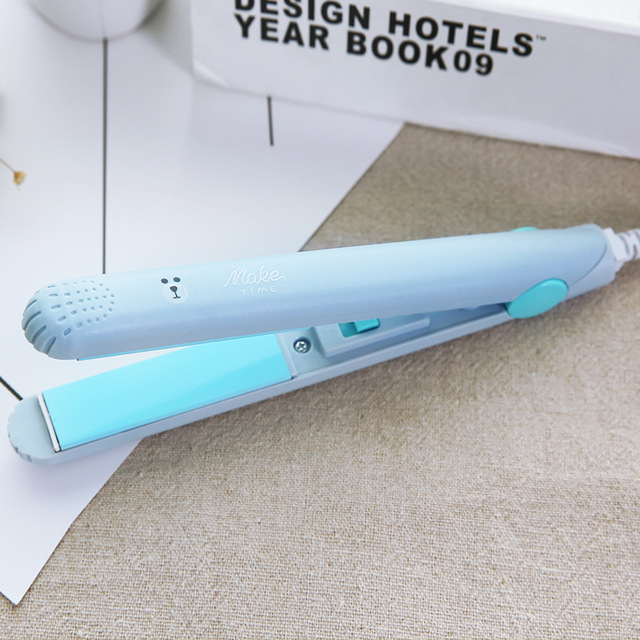 Cartoon cat Mini Portable Electric Splint Flat Iron Ceramic Hair Curler Straightener US 220V