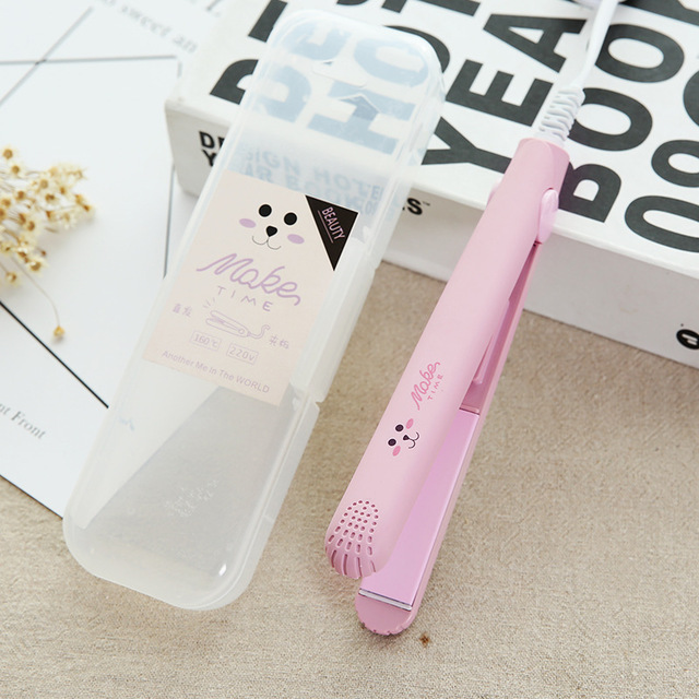 Cartoon cat Mini Portable Electric Splint Flat Iron Ceramic Hair Curler Straightener US 220V