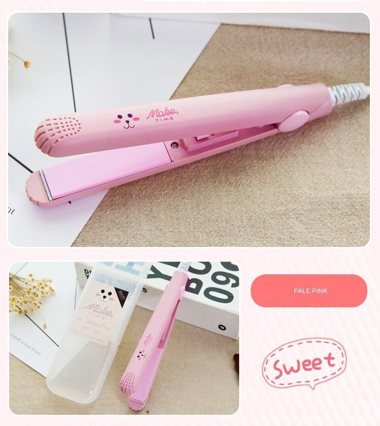 Cartoon cat Mini Portable Electric Splint Flat Iron Ceramic Hair Curler Straightener US 220V