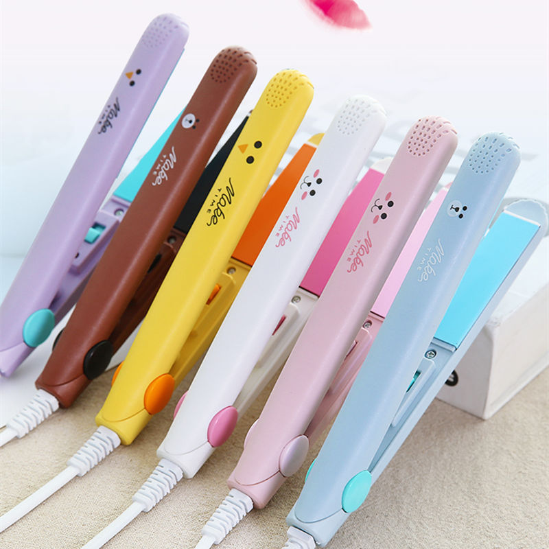Cartoon cat Mini Portable Electric Splint Flat Iron Ceramic Hair Curler Straightener US 220V