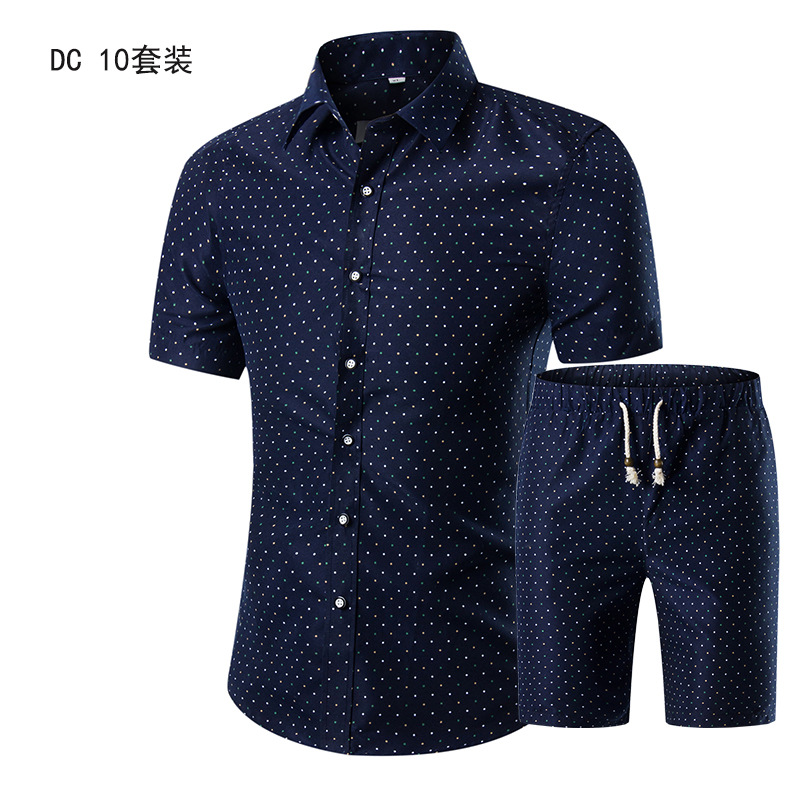 Summer Fashion Printing Men Shirts +Shorts Set Casual Men Clothing Sets Plus Size Suits &amp; Blazers