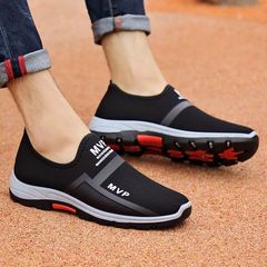 Men Shoes Lightweight Sneakers Men Fashion Casual Walking Shoes Breathable Slip on Mens Loafers chaussures pour hommes Black 42