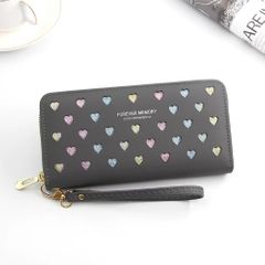 Women's purse wallets for women women's handbag long wallets women bags shining love heart partern ladies wallet one size Grey
