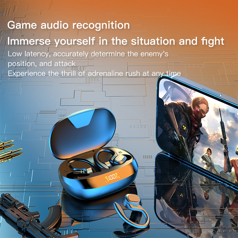 New bluetooth headset T16 large-capacity ear-mounted sport use earphone digital display bluetooth  Earphones