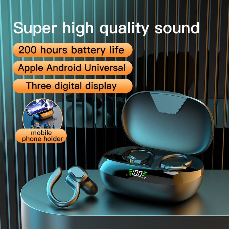 New bluetooth headset T16 large-capacity ear-mounted sport use earphone digital display bluetooth  Earphones
