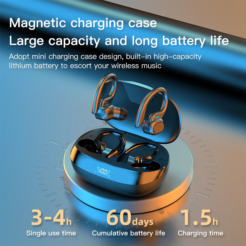 New bluetooth headset T16 large-capacity ear-mounted sport use earphone digital display bluetooth  Earphones