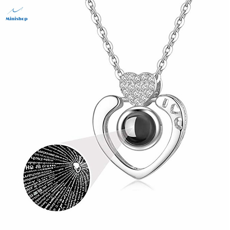 Women's Necklace I LOVE YOU in 100 Languages Projection Necklace Birthday Jewelry Gift