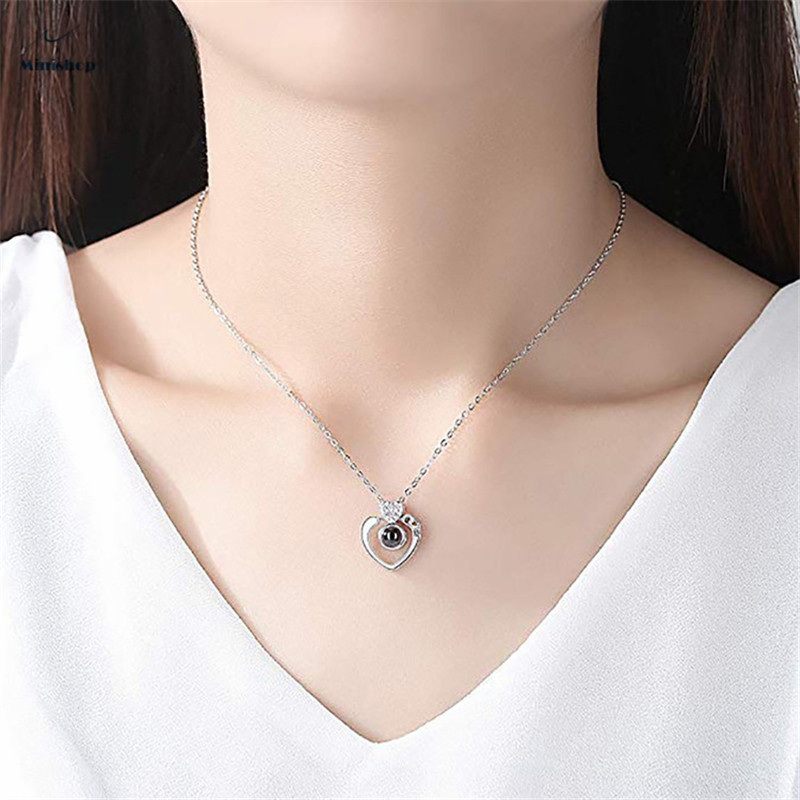 Women's Necklace I LOVE YOU in 100 Languages Projection Necklace Birthday Jewelry Gift