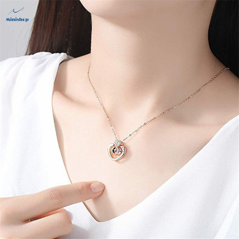 Women's Necklace I LOVE YOU in 100 Languages Projection Necklace Birthday Jewelry Gift