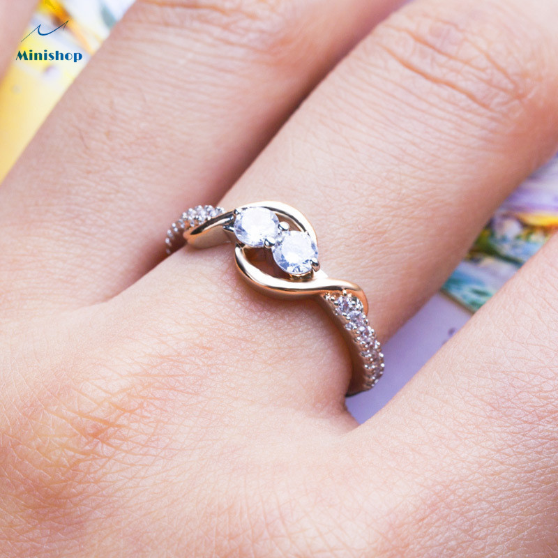 Zircon Ring Women&apos;s Engagement Ring Lady Marriage Proposal Ring Dress Jewelry Gift