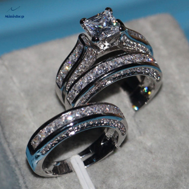 Women&apos;s Genuine 5A Zircon Rings Fashionable Engagement Ring Lady Wedding Ring Jewelry Gift