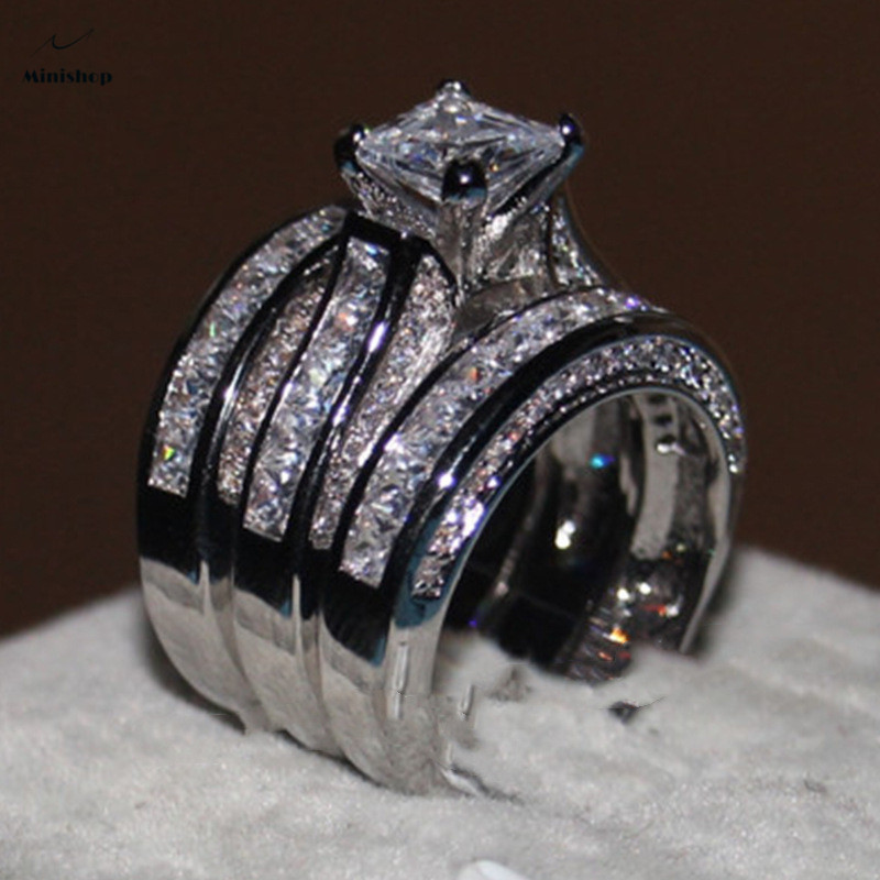 Women&apos;s Genuine 5A Zircon Rings Fashionable Engagement Ring Lady Wedding Ring Jewelry Gift