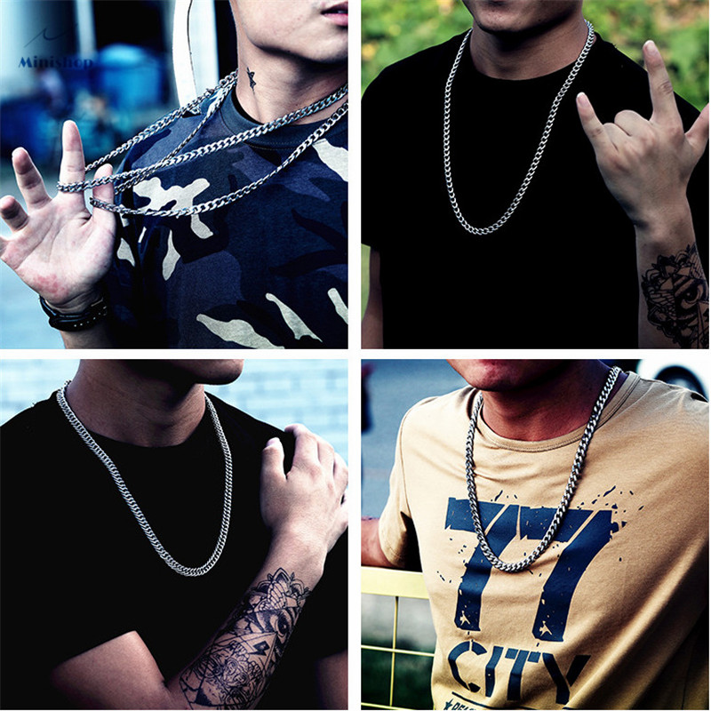 Men Necklace Sweater Chain hip hop Stainless Steel Choker Shirt Accessories Jewelry Gift