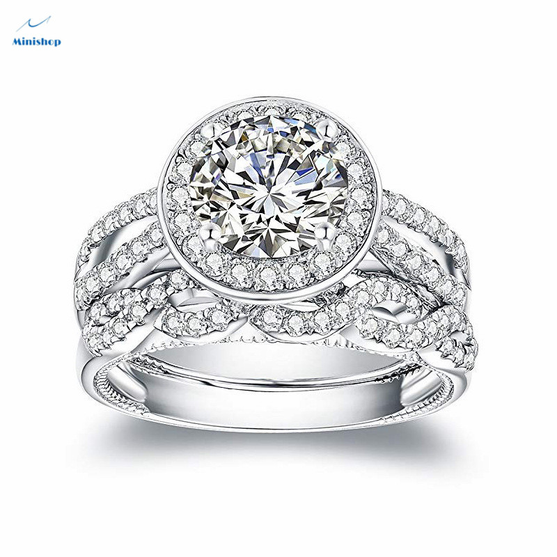 Claw Zirconium Diamond Set Ring Couple Style Pair Ring Women Proposed Ring Dress Jewelry Gift