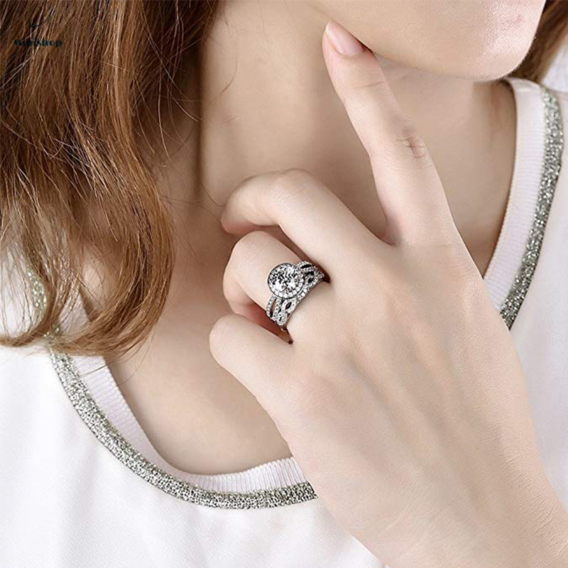 Claw Zirconium Diamond Set Ring Couple Style Pair Ring Women Proposed Ring Dress Jewelry Gift