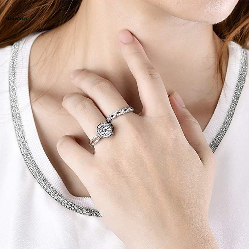 Claw Zirconium Diamond Set Ring Couple Style Pair Ring Women Proposed Ring Dress Jewelry Gift