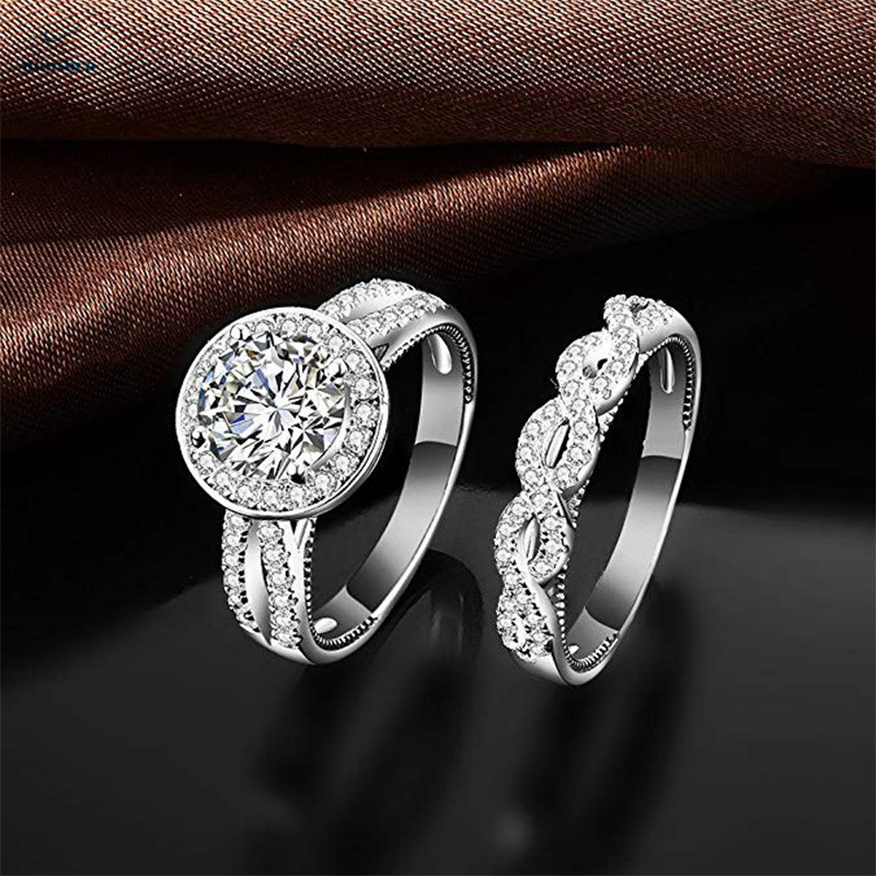Claw Zirconium Diamond Set Ring Couple Style Pair Ring Women Proposed Ring Dress Jewelry Gift