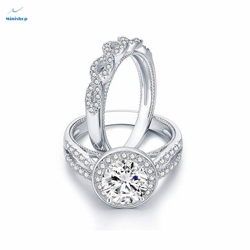 Claw Zirconium Diamond Set Ring Couple Style Pair Ring Women Proposed Ring Dress Jewelry Gift