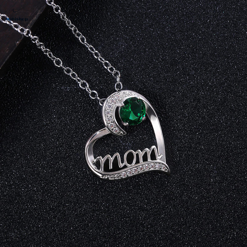 MOM Heart-shaped Zircon Diamond Women Necklace Plated With Gold Mother&apos;s Birthday Pendent Jewelry