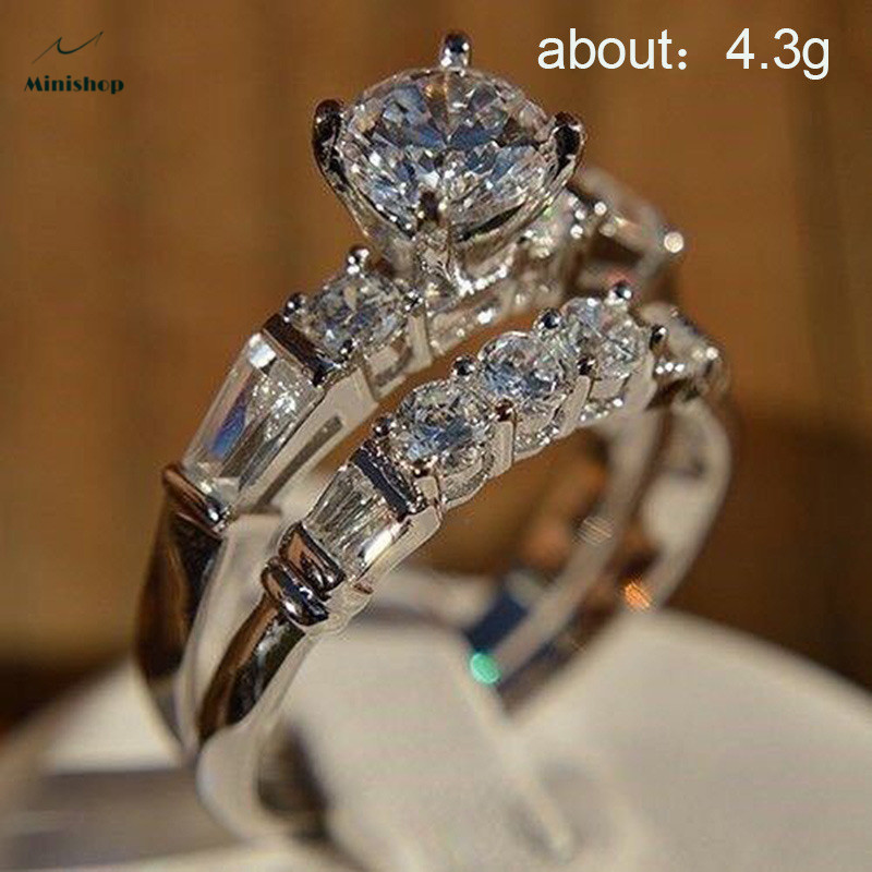 Women&apos;s new pattern combination diamonds ring 2PCS /lady&apos;s dress accessories ring jewelry