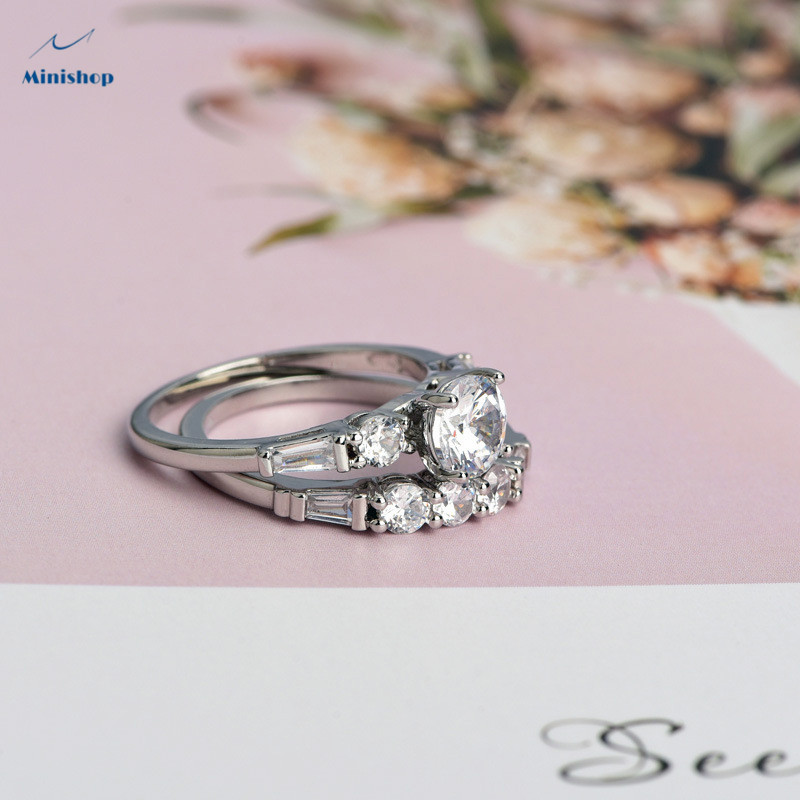 Women&apos;s new pattern combination diamonds ring 2PCS /lady&apos;s dress accessories ring jewelry