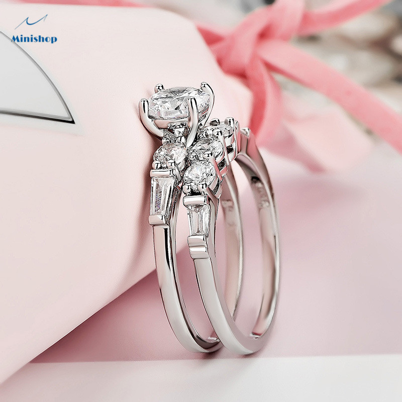Women&apos;s new pattern combination diamonds ring 2PCS /lady&apos;s dress accessories ring jewelry