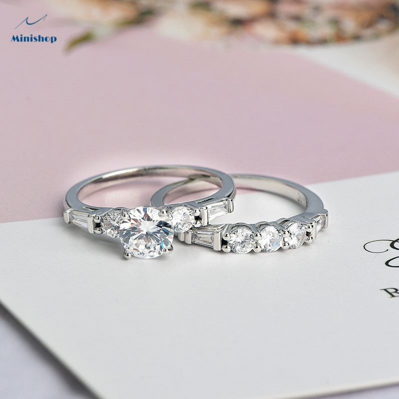 Women&apos;s new pattern combination diamonds ring 2PCS /lady&apos;s dress accessories ring jewelry