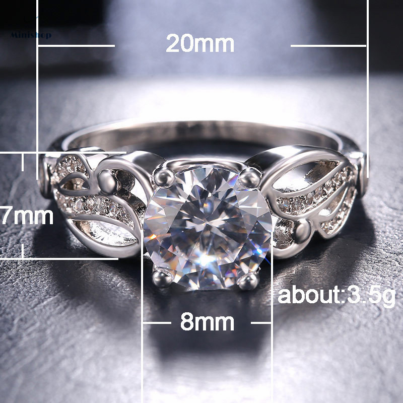 Zircon Diamond Ring Women&apos;s Engagement Ring Lady Marriage Proposal Ring Dress Jewelry Gift