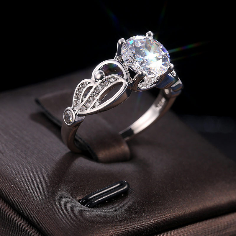 Zircon Diamond Ring Women&apos;s Engagement Ring Lady Marriage Proposal Ring Dress Jewelry Gift