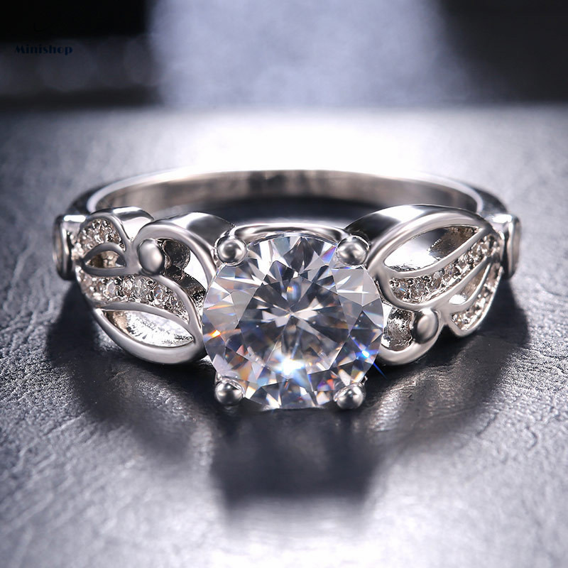 Zircon Diamond Ring Women&apos;s Engagement Ring Lady Marriage Proposal Ring Dress Jewelry Gift
