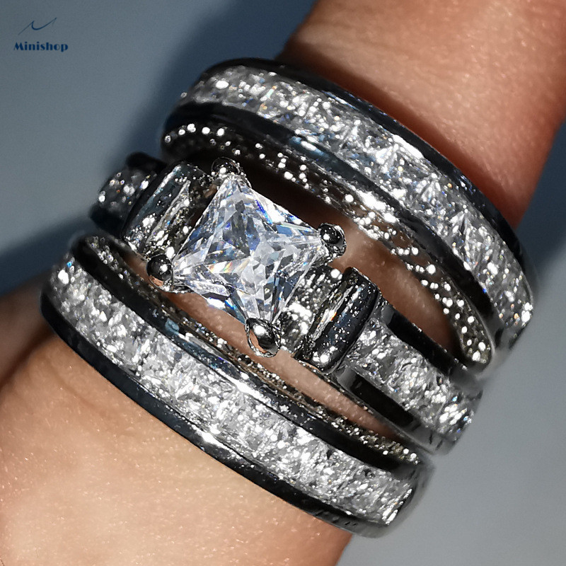 Women&apos;s Genuine 5A Zircon Rings Fashionable Engagement Ring Lady Wedding Ring Jewelry Gift
