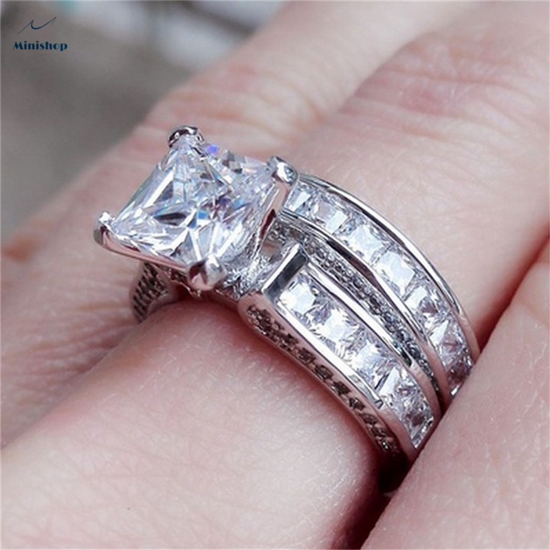 Women&apos;s Ring Zircon Diamond Wedding Rings a pair of Diamond Set lady&apos;s Rings Dress Jewelry Gift