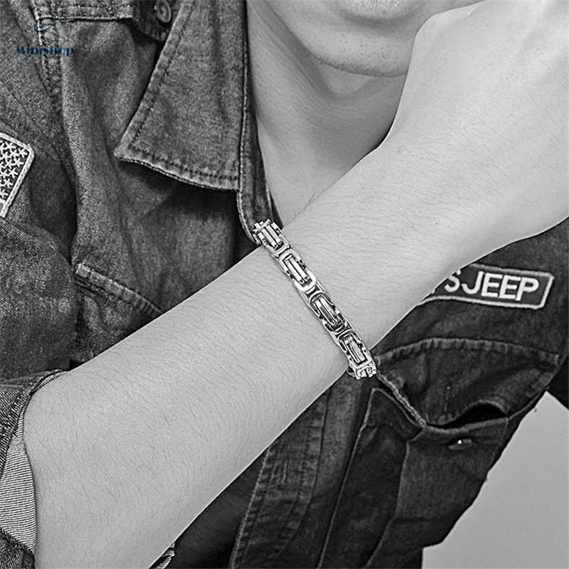 Fashion Trend Men Titanium Steel Thick Bracelet Bamboo Roman Tank Chain Personality Bracelet