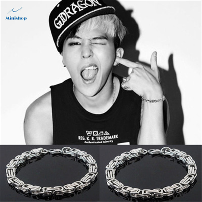 Fashion Trend Men Titanium Steel Thick Bracelet Bamboo Roman Tank Chain Personality Bracelet