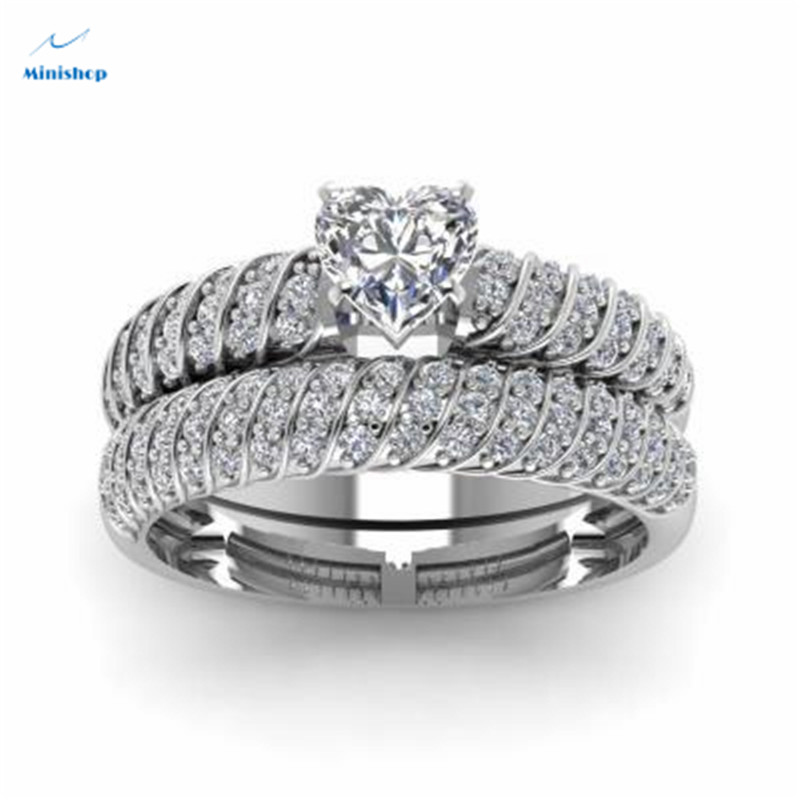 New Women's Ring Twist Thread Peach Heart Diamond Diamond Couples Popular Ring Dress Jewelry