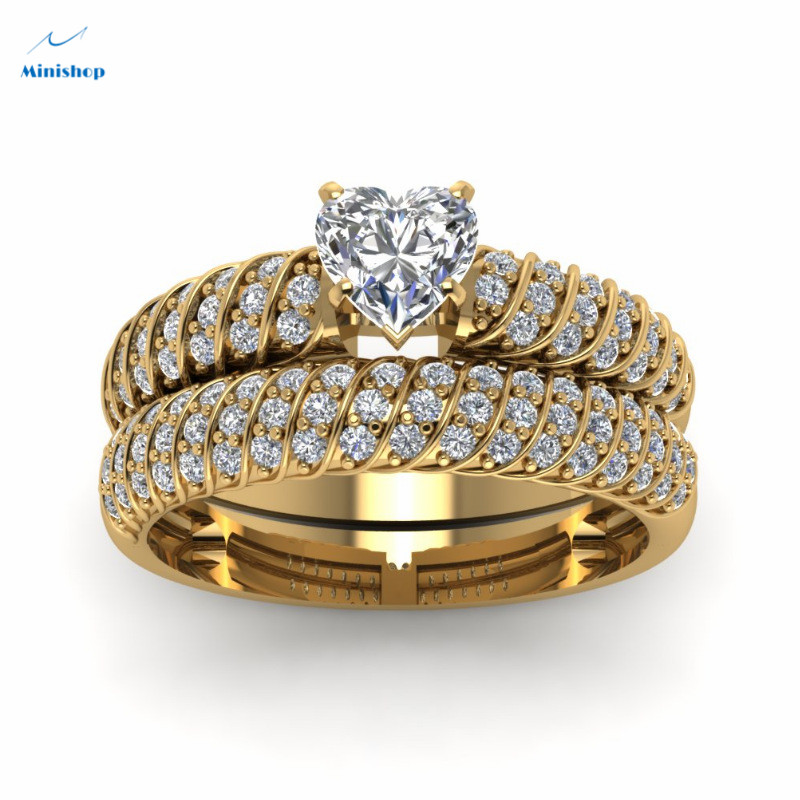 New Women's Ring Twist Thread Peach Heart Diamond Diamond Couples Popular Ring Dress Jewelry