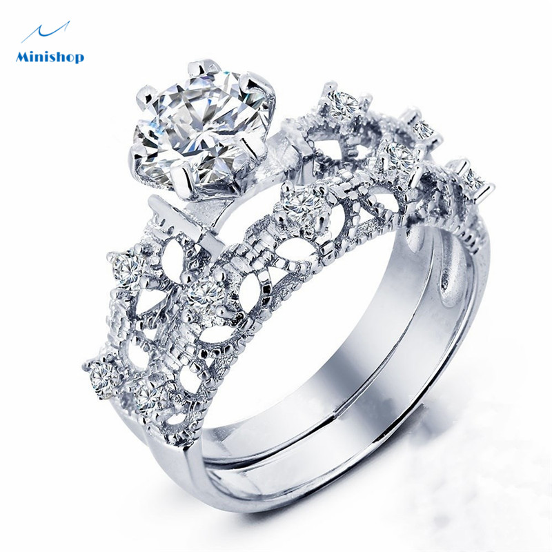 Women Korean Style Hollowed-out Diamond Zircon Ring Lady Dress Watch Accessories Jewelry Gift