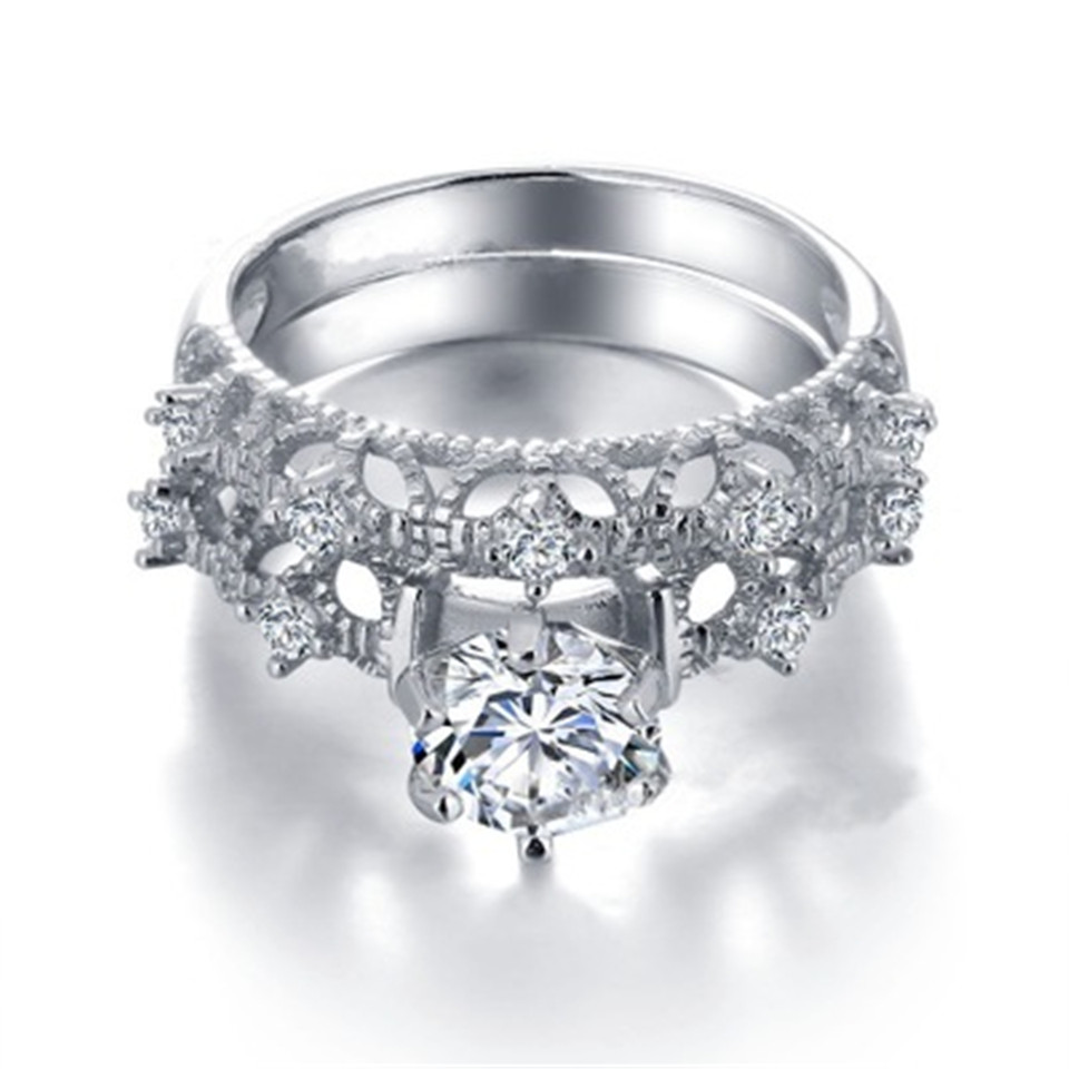 Women Korean Style Hollowed-out Diamond Zircon Ring Lady Dress Watch Accessories Jewelry Gift