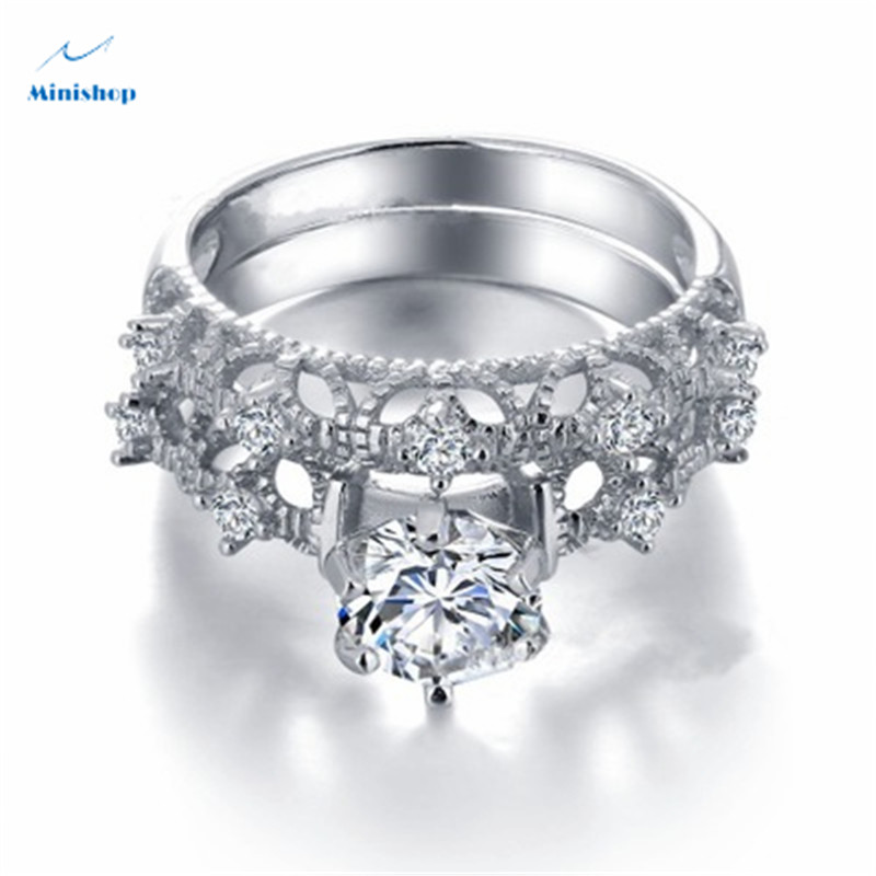 Women Korean Style Hollowed-out Diamond Zircon Ring Lady Dress Watch Accessories Jewelry Gift